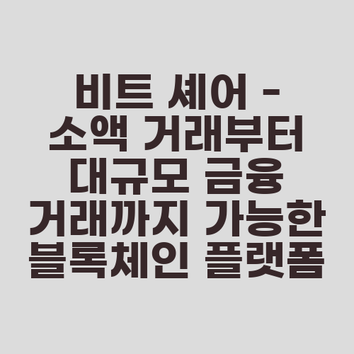 비트 셰어 - 소액 거래부터 대규모 금융 거래까지 가능한 블록체인 플랫폼